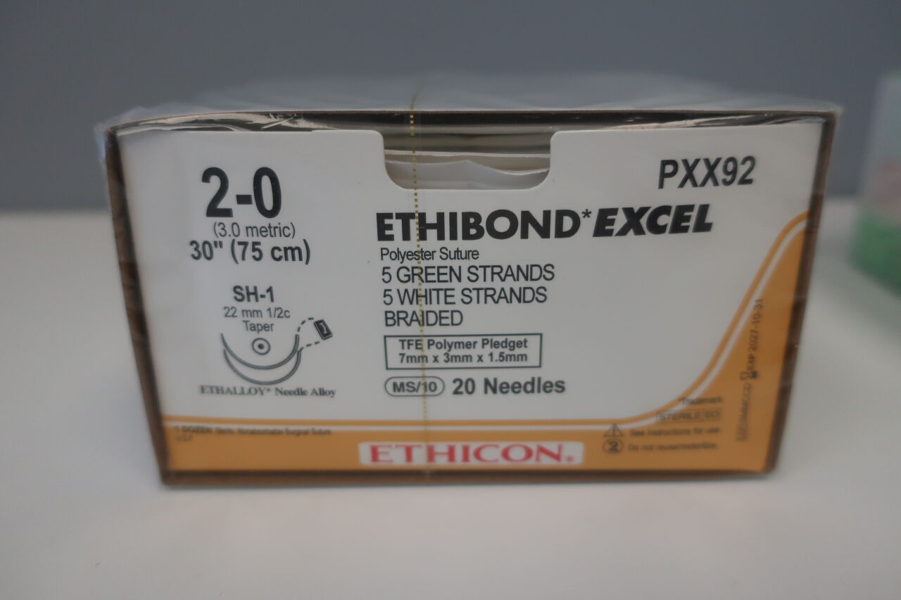 New Ethicon Pxx Ethibond Excel Green White Braided Polyester