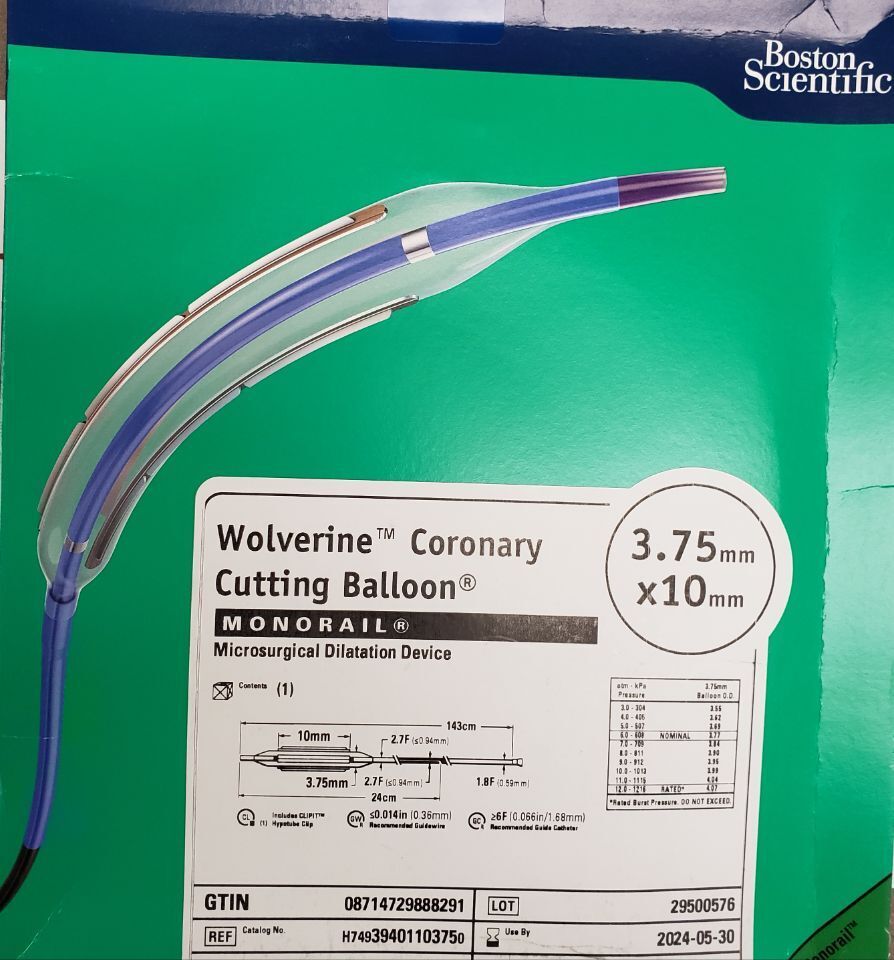 New BOSTON SCIENTIFIC 394011 0375 WOLVERINE CORONARY CUTTING BALLOON