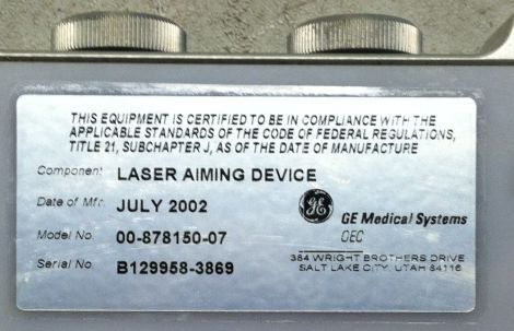 C arm laser aiming device