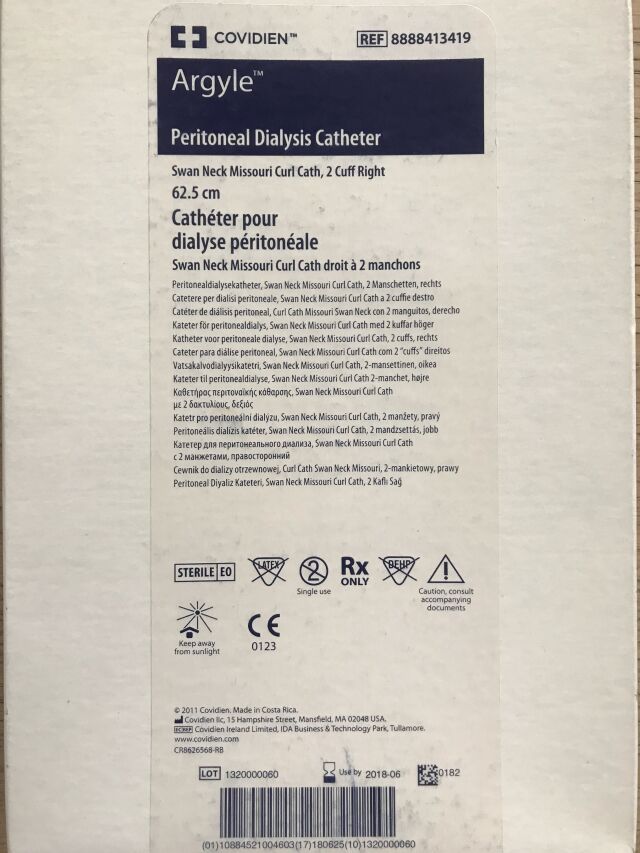 COVIDIEN 8888413419 Swan Neck Missouri Curl Catheter, Peritoneal Dialysis Catheter 62.5cm (x)