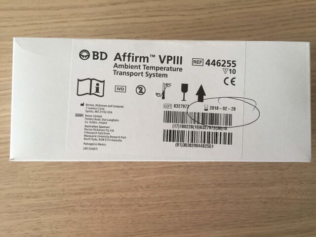 BD Affirm VPIII Ambient Temperature Transport System 10/Bx 446255