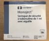 COVIDIEN 8881511201 Monoject Tuberculin Safety Syringe w Needle 1mL (100/Box)
