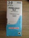 ETHICON A304H Perma-Hand Silk Black Braided 3-0, 30in (36/Bx) (X) Sutures