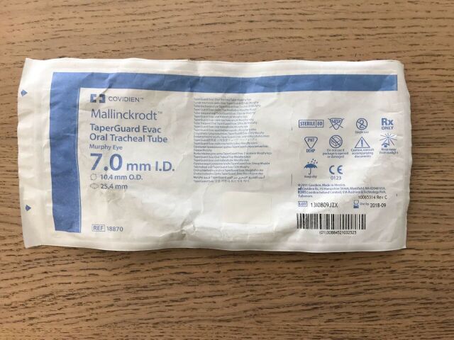 COVIDIEN 18870 Mallinckrodt Taperguard Evac Oral Tracheal Tube 7.0mm x 10.4mm(X)