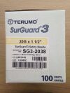 TERUMO SG3-2038 SurGuard 3 Safety Hypodermic Needle, 20G x 1 1/2" (X)