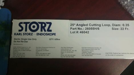 KARL STORZ 26055H/6  25 Degree Angled Cutting Loop, .035 x 22 Fr