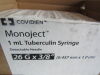 COVIDIEN Box of 100 REF 1180126038 Monoject  1mL Tuberculin Syringe Detachable Needle 26G x 3/8 Exp. 12/2023
