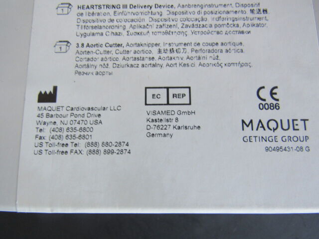 MAQUET Ref: HSK-3038 HEARTSTRING III Proximal Seal System: 3.8mm Exp. 11/2019