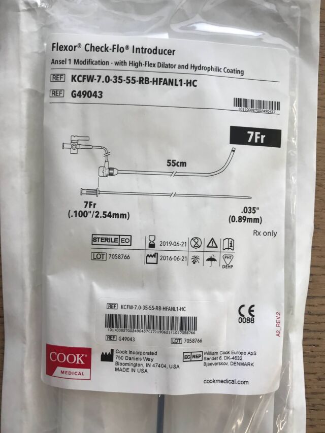 COOK G49043 Flexor Check-Flo Introducer 7Fr x 55cm (X)