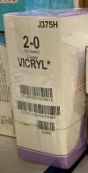 ETHICON New Box of 36  Coated VICRYL VIOLET BRAIDED Ref # J375H Exp date. 11/2021 Sutures