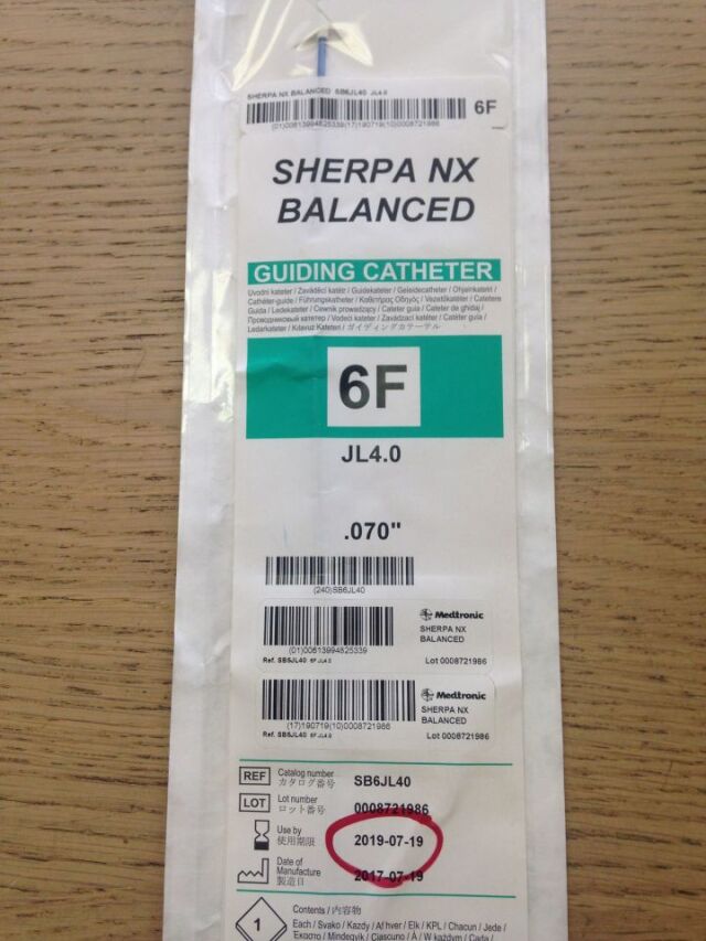 MEDTRONIC SB6JL40 Sherpa NX Balanced Guiding Catheter, 6F 0.070"  (X)