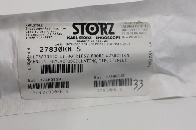 Used KARL STORZ 27830KN-S Ultrasonic lithotripsy probe w/suction O/R ...