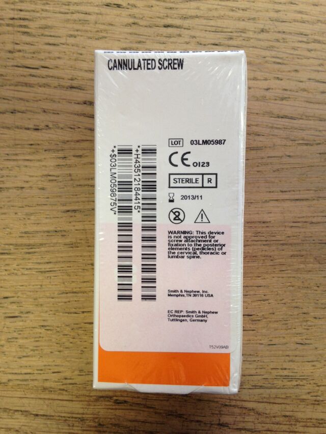 SMITH & NEPHEW 121844 Cannulated Screw, 44mm (X)