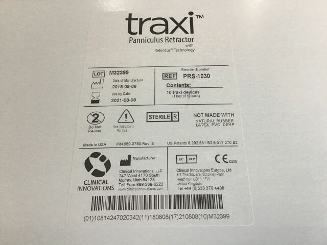 CLINICAL INNOVATIONS PRS-1030 Traxi Panniculus Retractor Box of 10 Pieces Exp 08/2021 H2819