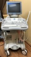 GE Vivid 3 Ultrasound with 3 Transducer Probe Linear Phase Endo on a Cart