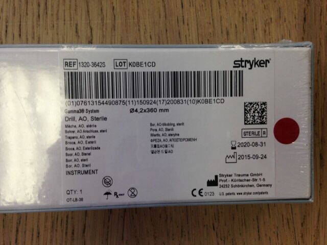 New STRYKER 1320-3642S Drill, AO, Sterile, 4.2 x 360mm (X) Disposables ...
