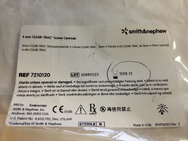 SMITH & NEPHEW 7210120 9mm CLEAR-TRAC Screw Cannula (X)