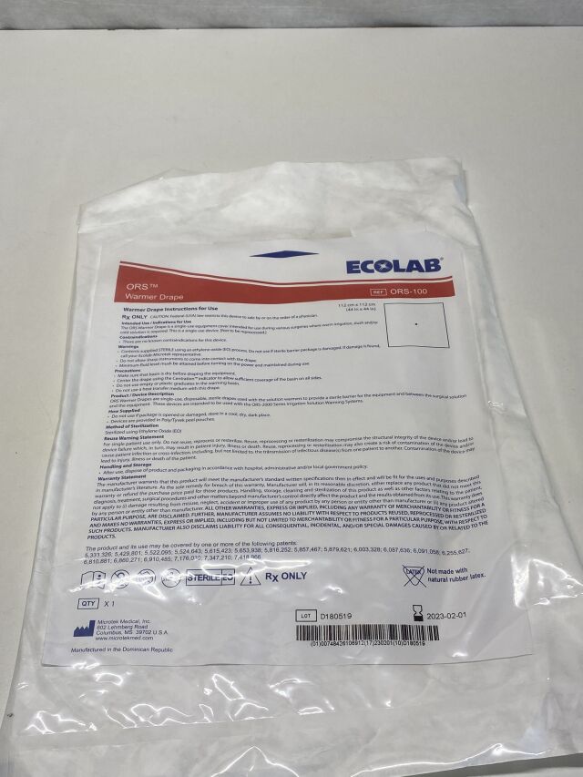 P/N ORS-100: For Sale ECOLAB ORS Warmer Drape ORS-100 Exp. 02-2023 (J20 ...