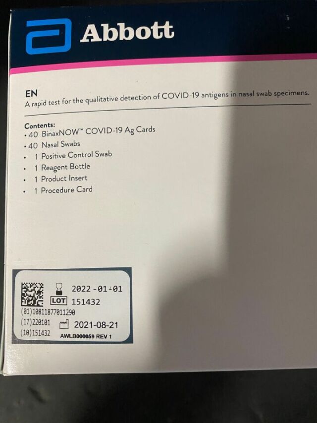 New ABBOTT BinaxNOW Covid19 Ag CARD Test Kit For Sale DOTmed Listing