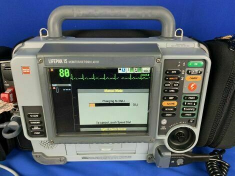 PHYSIO-CONTROL  Lifepak 15 Monitor with Paddles ETCO2 / NIBP / ECG / SPO2 2011 Defibrillator