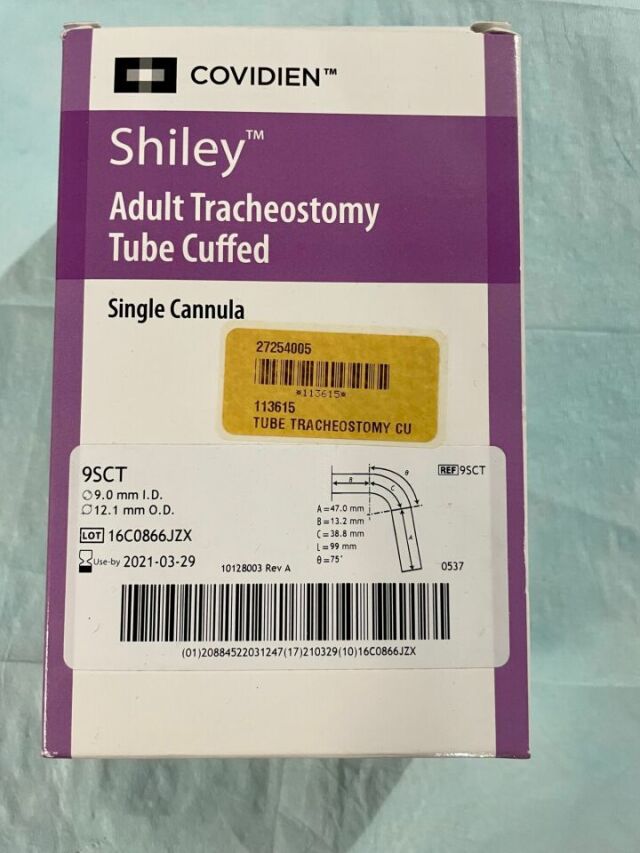 COVIDIEN 9SCT Shiley Adult Tracheostomy Tube Cuffed 9.0mm ID, 12.1 mm OD (x)