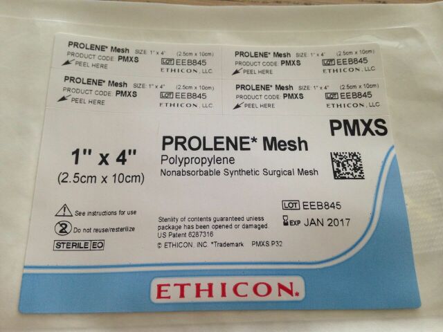 New Ethicon Pmxs Prolene Mesh Polypropylene Nonabsorbable Synthetic