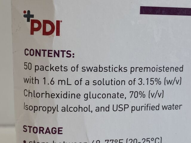 PDI Lot of 50 Swabstick S40750  Exp. 2022-01  (K29) S40750 Swabstick