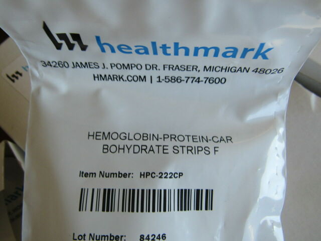 HEALTHMARK Ref: HPC-222CP ChannelCheck Convenience Pack Hemoglobin Protein Carbohydrate Strips F (5) Boxes Total 48 packs Exp. 10/2021