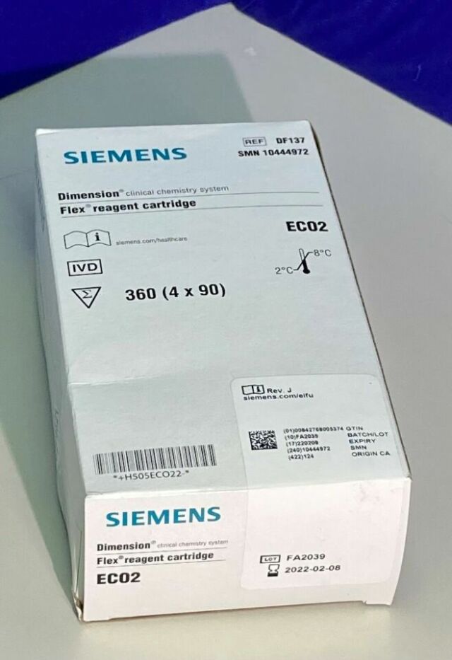 SIEMENS DF137 (SMN #10444972) Siemens Dade Dimension (ECO2)Enzymatic Carbon Dioxide Bicarbonate (360 Tests/Box)  Chemistry Analyzer