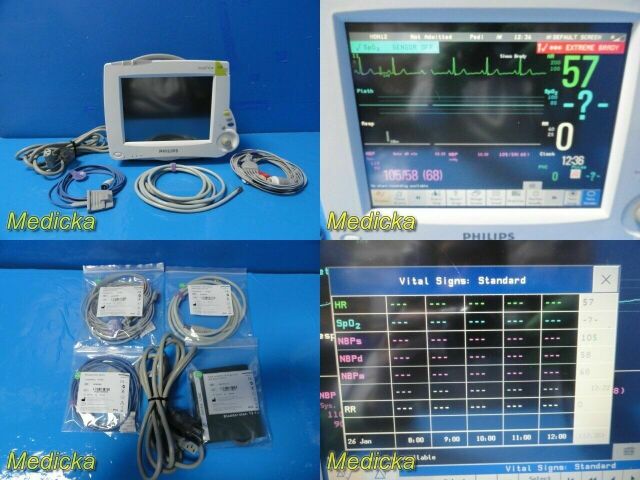 PHILIPS 2008  M8002A Intellivue MP30,W/ M3001A MMS Module & Leads~ Monitor