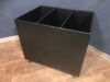 Mobile 3 Section Storage Bin:  39 x 29.5 x 34.5hi
Each Section: 12 x 28 x 30deep