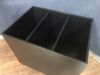 Mobile 3 Section Storage Bin:  39 x 29.5 x 34.5hi
Each Section: 12 x 28 x 30deep