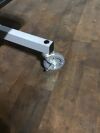 2 Shelf Rolling Equipment AV Cart:  Steel constructed with solid casters, two of them locking.
Meant for heavy items.