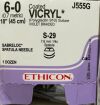 ETHICON Vicryl 6-0 # J555G  S-29 needle  18"(45cm) double arm Spatulated Sutures