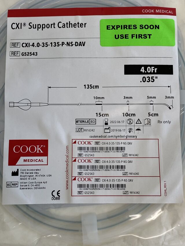 COOK MEDICAL Lot of 4  CXI Support Catheter G52543 Exp.2022-06  (B32) G52543 CXI Support Catheter