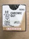 ETHICON 1636G Chromic Gut, Absorbable Surgical Suture, 5-0 (12/Box)