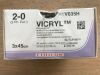 ETHICON V635H Vicryl Polyglactin 910 Violet Braided Absorbable Suture, 3x45cm (36/Box) (x)