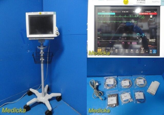 PHILIPS Intellivue MP70 W/ M3001A Module & NEW LEADS~ Critical Care Monitor