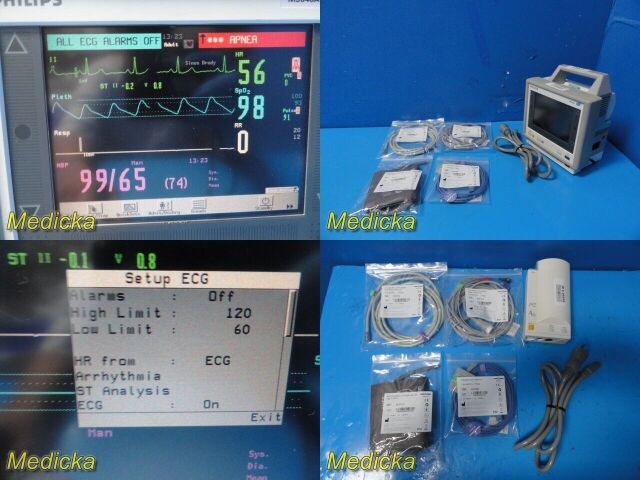 PHILIPS M3046A M3,W/ M3001A MMS Module & New Patient Leads ~ Monitor