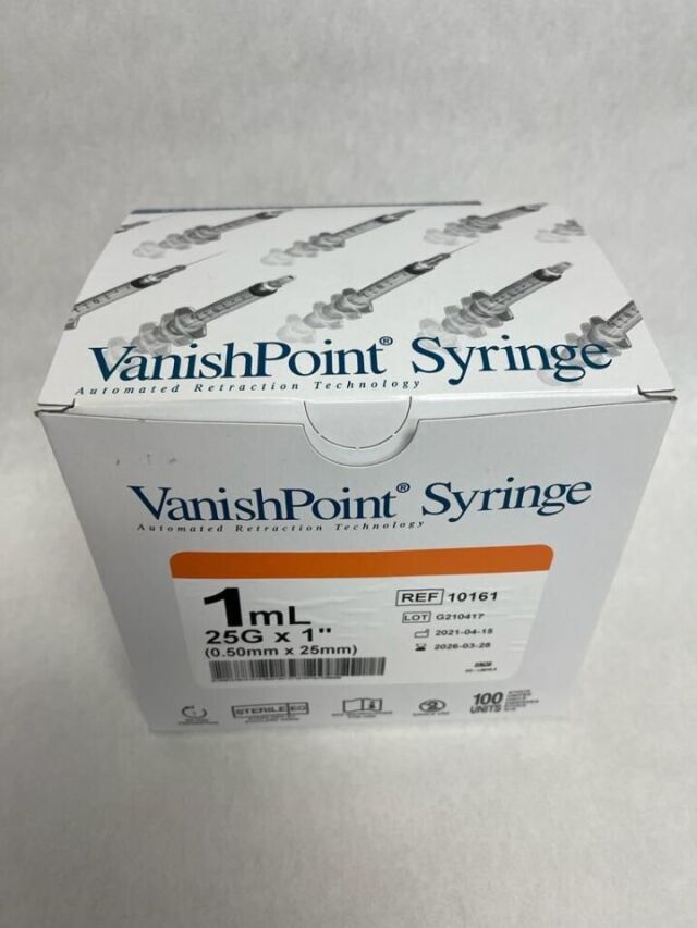 RETRACTABLE TECHNOLOGIES 10161 VANISHPOINT  Syringe 1mL 25G x 1"