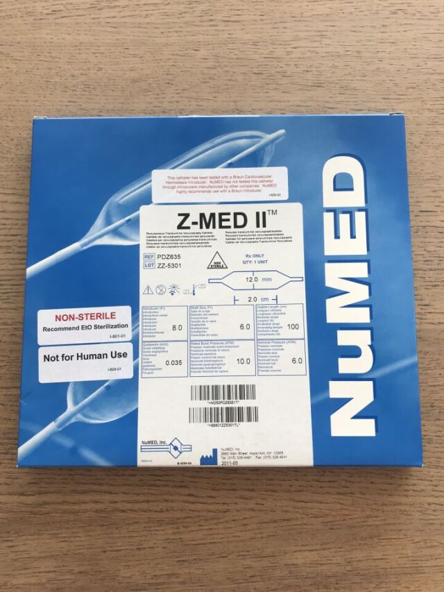 NUMED PDZ635 Z-MED II Percutaneous Transluminal Valvuloplasty Catheter 12.0mm x 2.0mm x 100cm (X)