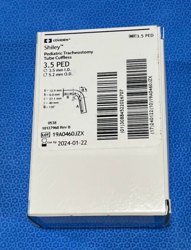 New COVIDIEN 3.5 PED Shiley Pediatric Tracheostomy Tube, Cuffless 3.5mm ...