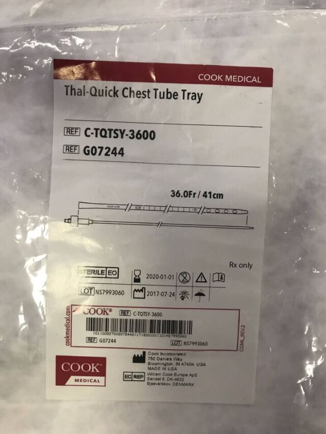 COOK G07244 Thal-Quick Chest Tube Tray 36Fr (X)