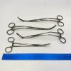 SKLAR Set of 4 Various Angled Forceps with Serrated Teeth, Curved