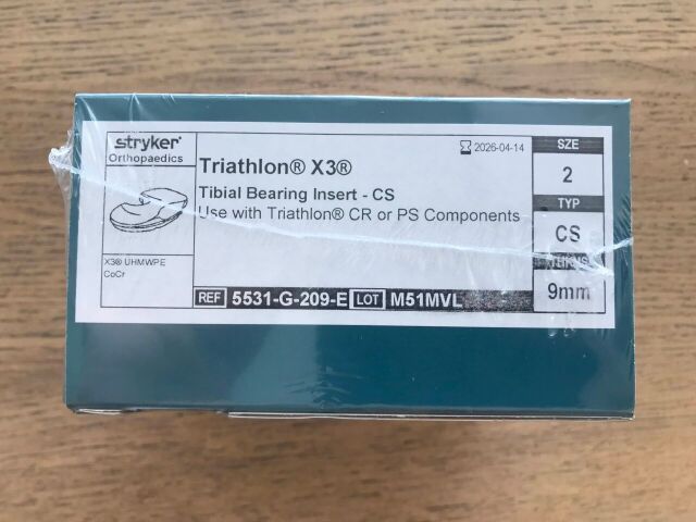 New STRYKER 5531-G-209-E Triathlon X3 Tibial Bearing Insert-CS 9mm ...