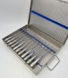 BOSS INSTRUMENTS (70-7195) BOSS Set of 11 Angled & Straight Spinal Curettes w/ Sterilization Instrument Tray