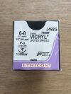 ETHICON J492G VICRYL Undyed Braided Suture 6-0, 18in P-3 Reverse Cutting MultiPass Needle (12/Box)