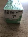 ETHICON 2829G Ethilon Nylon Suture Black Monofilament 9-0, 5in BV100-4 (12/Box)