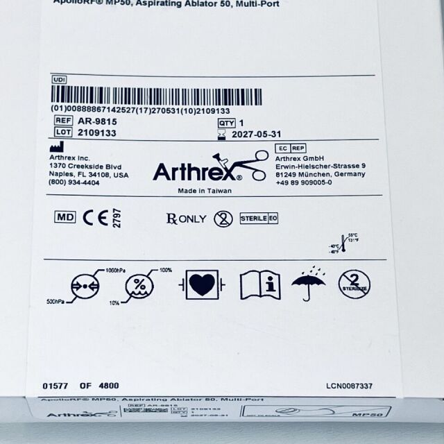 New ARTHREX REF AR-9815 Exp 2026/2027 ApolloRF MP50, Aspirating Ablator ...