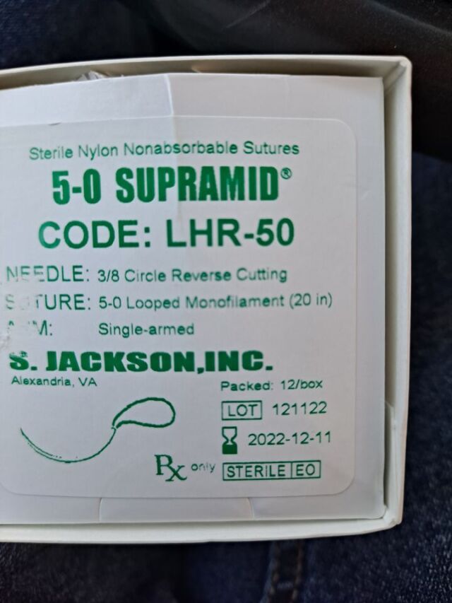 S. JACKSON INC LHR-50   5-0 SUPAMID  (X) Sutures